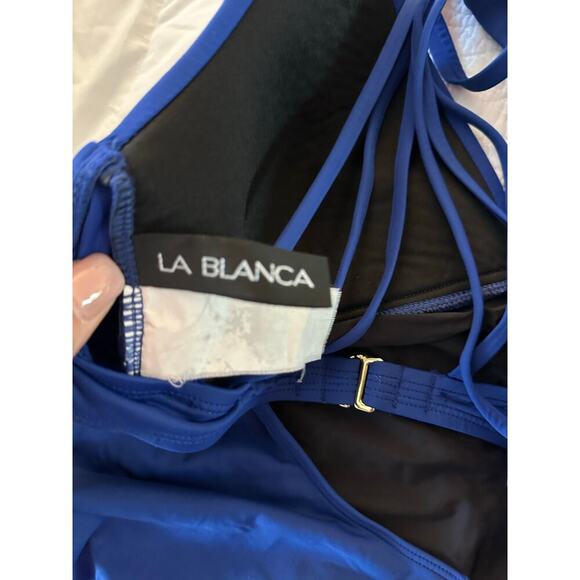La Blanca Women's Blue Low Cut Padded Halter One Piece Swimsuit Size - Picture 10 of 15